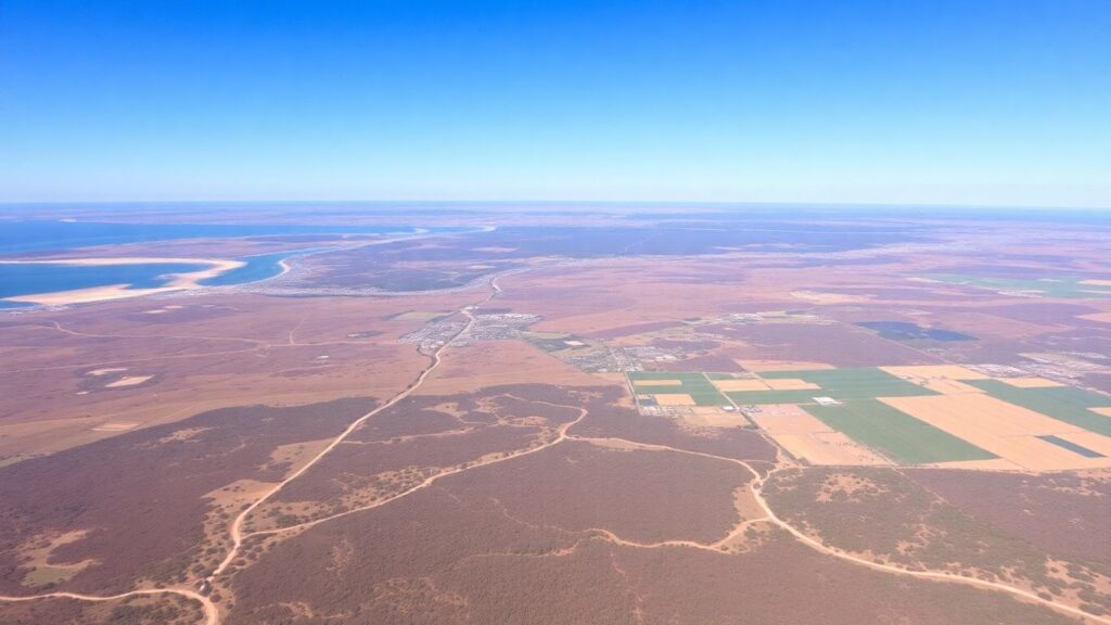 Western Australian landscape with coast and farmland.