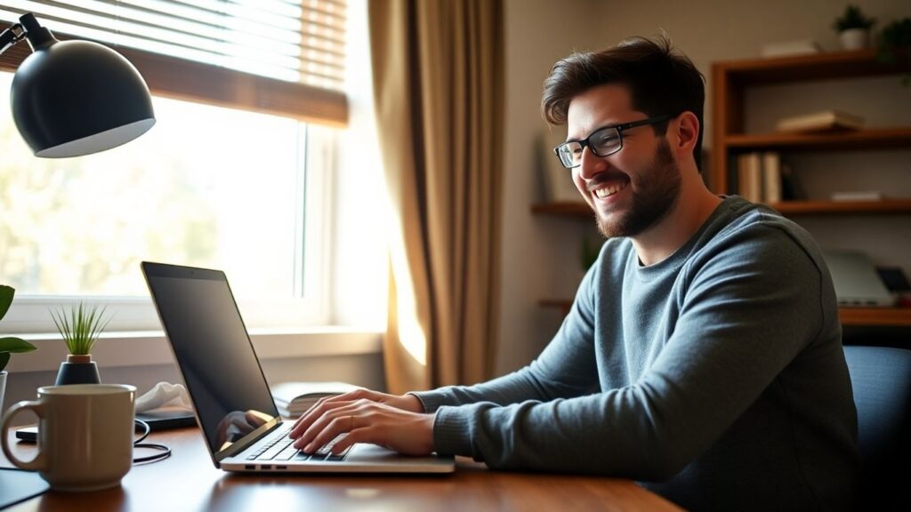 Person working from home on laptop