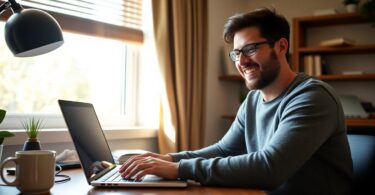 Person working from home on laptop