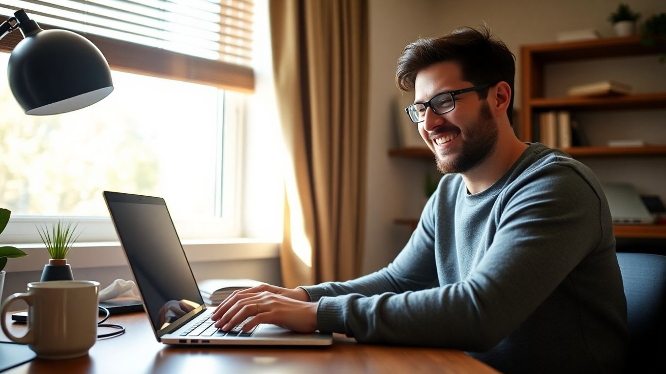 Person working from home on laptop