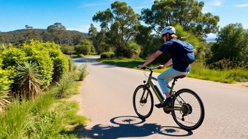 Rider on ebike on Australian path