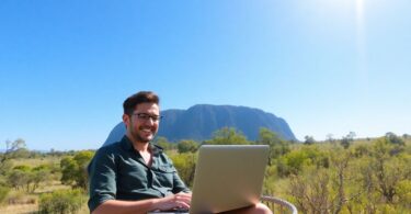 Person working online in Australia