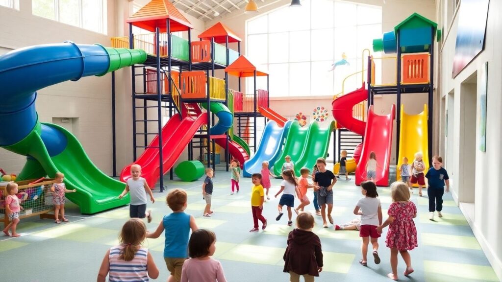 Kids playing at Sunbury's fun indoor play centre.
