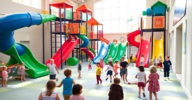 Kids playing at Sunbury's fun indoor play centre.