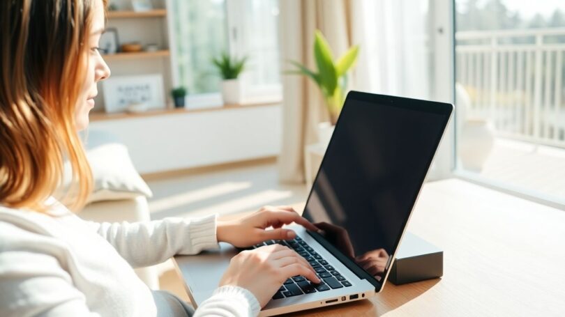 Person working from home in Australia