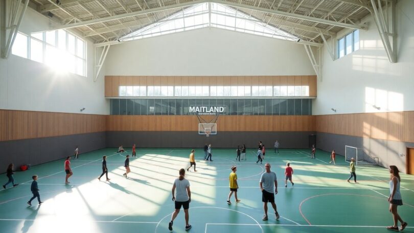 Maitland Indoor Sports Centre with people playing sports.