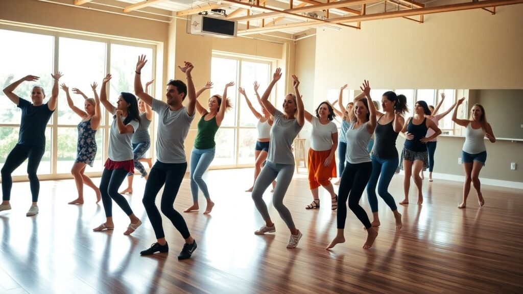 People dancing joyfully at C5 Dance Studio, Little Bay.