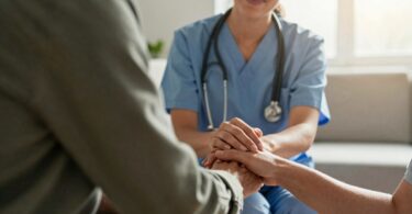 Nurse comforting patient, mental health care beyond the bedside.