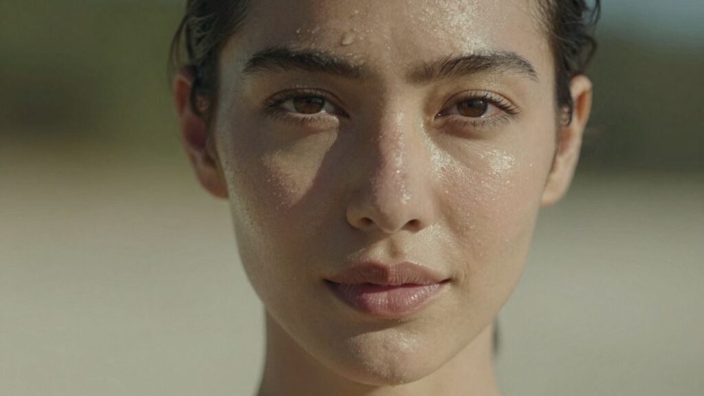 Woman with radiant, healthy skin glowing in natural light.