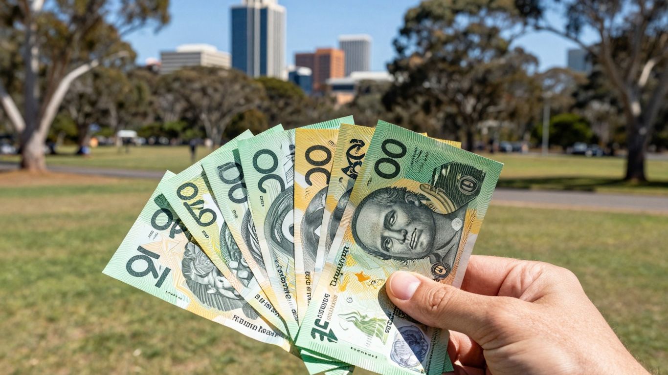 Money and Australian landmarks for side hustles.