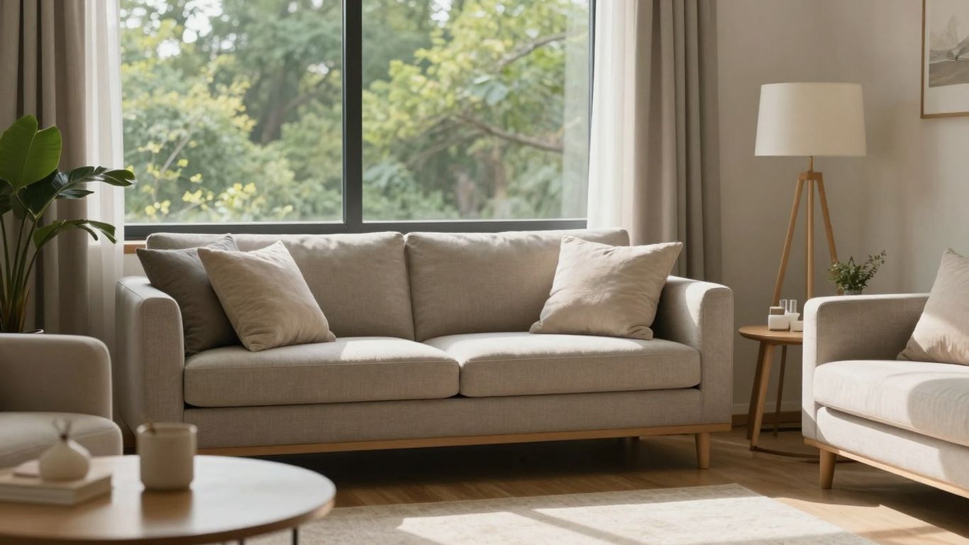 Peaceful room in a detox centre with green trees outside.