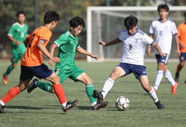 Ringwood Soccer Club players in action on a green field.
