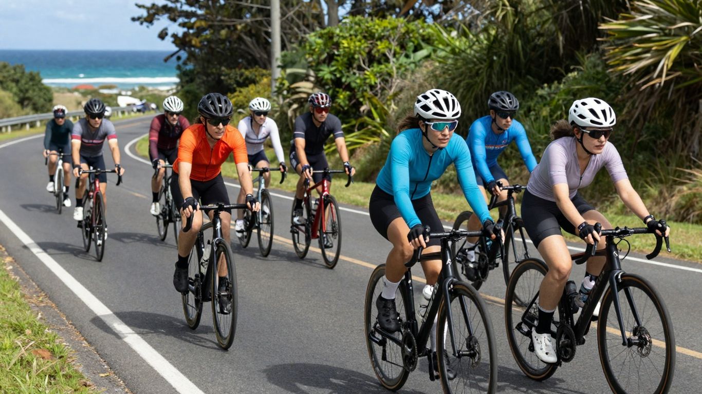 Cyclists enjoying a scenic ride on the Gold Coast.