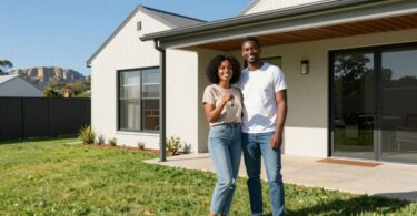 Couple holding keys outside a South Australian home.