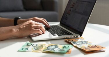 Person earning money from home surveys in Australia.