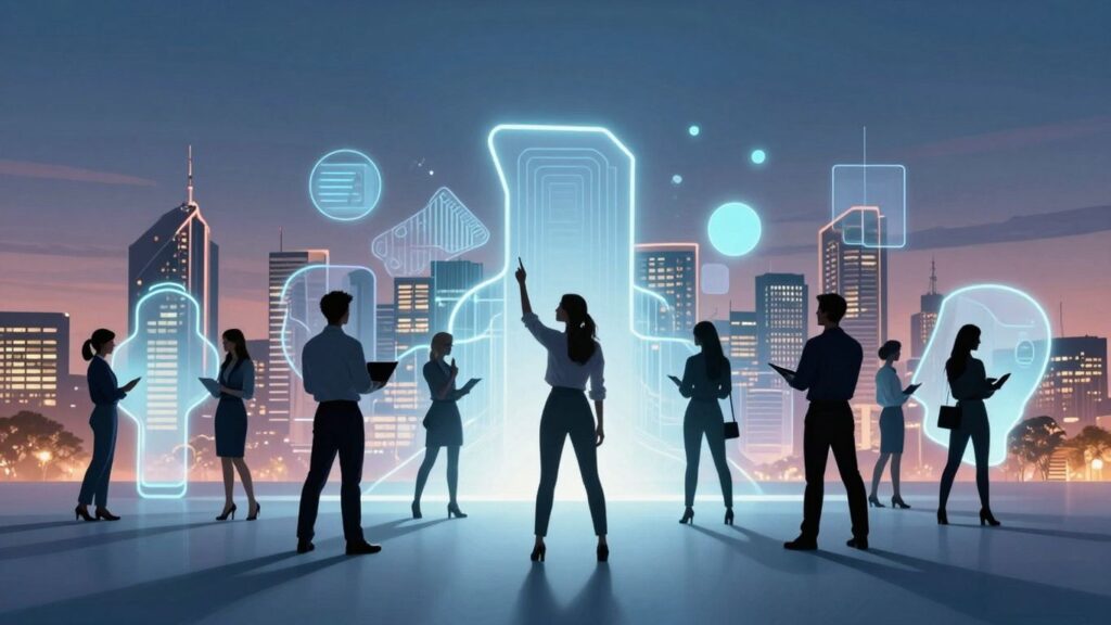 Australian startups innovation cityscape dusk dynamic energy