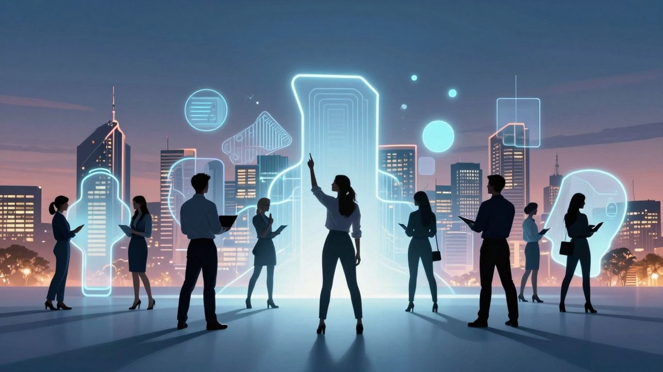 Australian startups innovation cityscape dusk dynamic energy