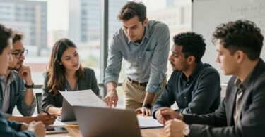 Entrepreneurs collaborating on startup ideas for 2025.