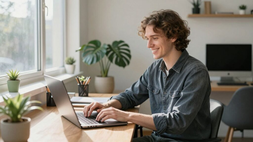 Person working from home in Australia