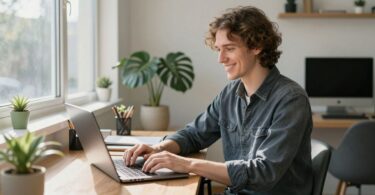 Person working from home in Australia