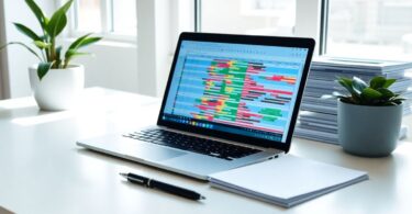 Budgeting worksheet on a laptop screen.