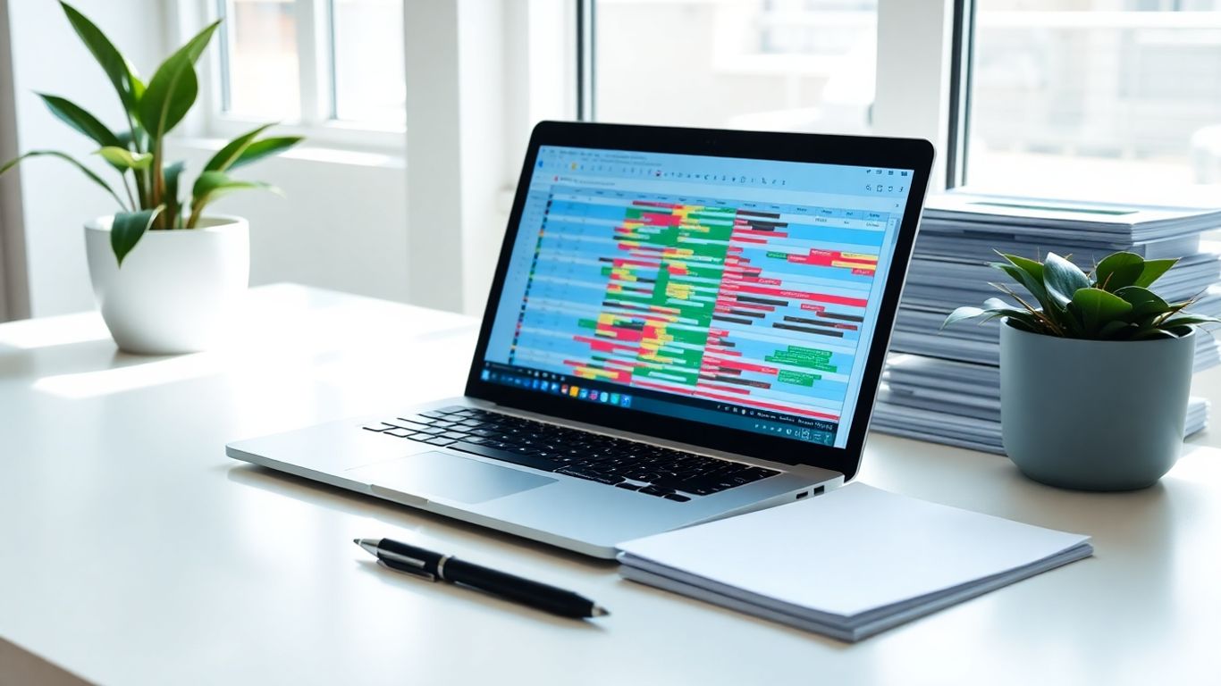 Budgeting worksheet on a laptop screen.