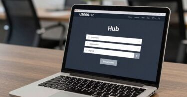 USANA Hub login page on a laptop screen