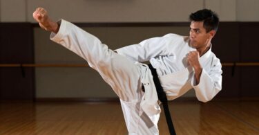 Martial artist in action at Kiva Dojo.