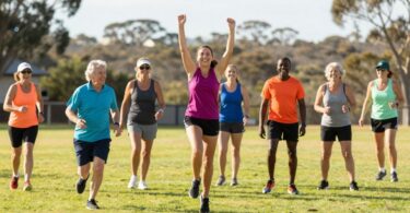 Australians enjoying diverse sports activities outdoors.