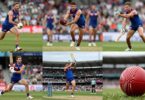 West Australian sports action: AFL, cricket, stadium.