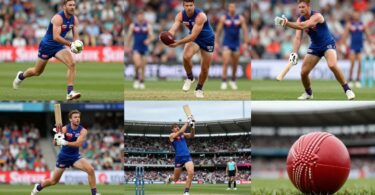 West Australian sports action: AFL, cricket, stadium.