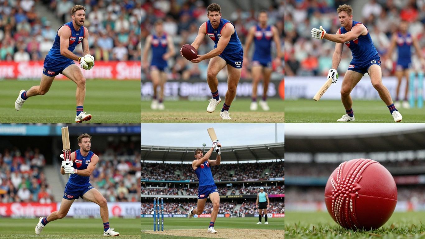 West Australian sports action: AFL, cricket, stadium.