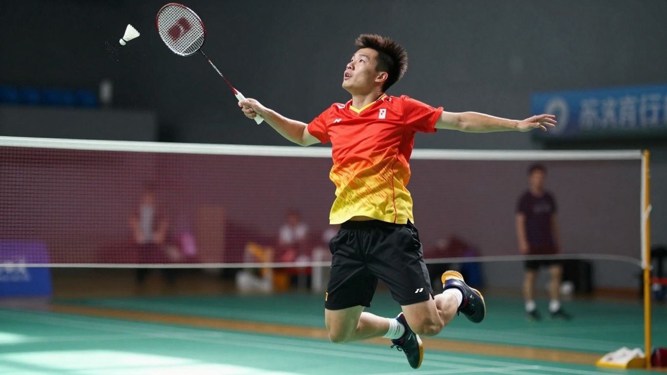 Badminton player in action at Wetherill Park Badminton courts.