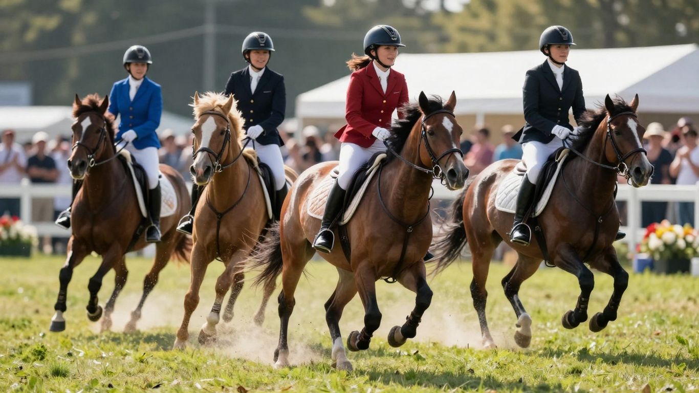 Pony club riders in action at an event.
