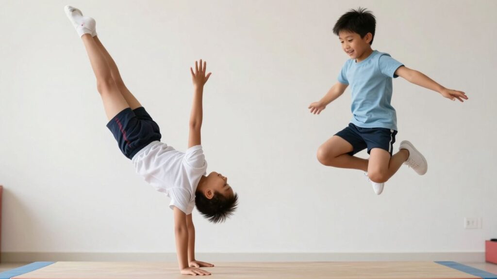 Children enjoying gymnastics and agility at Skylark Sports Australia.