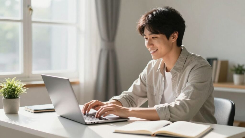 Person working from home in Australia