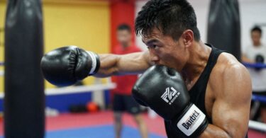 Boxer training hard at Cuban Boxing Club Perth.