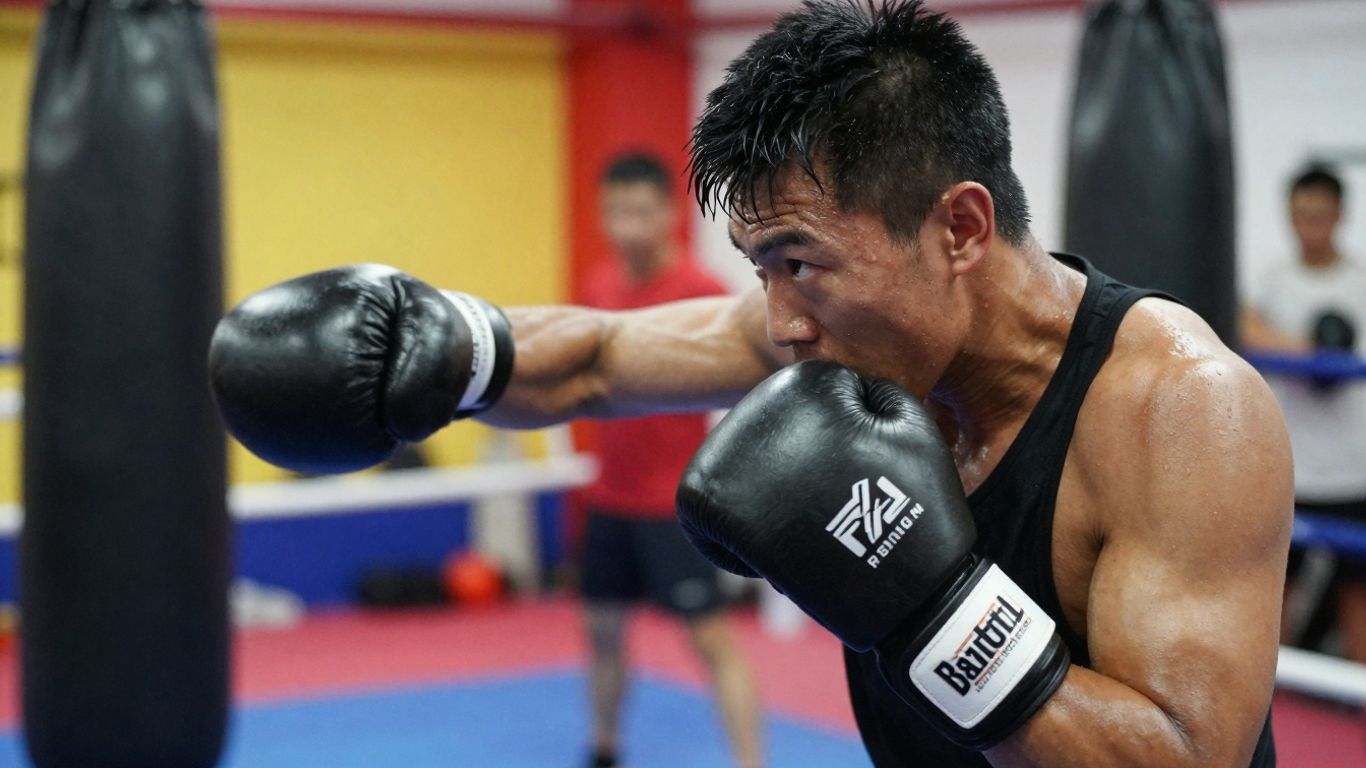 Boxer training hard at Cuban Boxing Club Perth.
