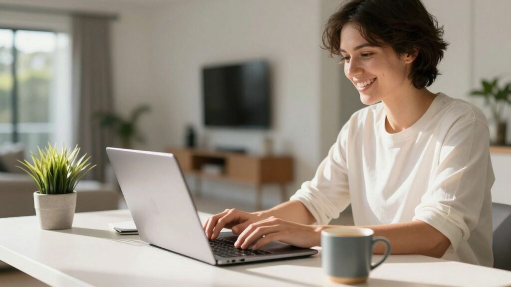 Person working from home in Australia