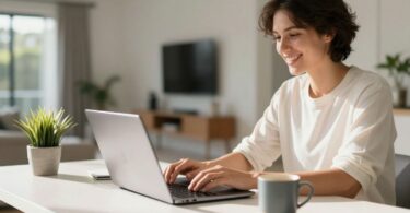 Person working from home in Australia