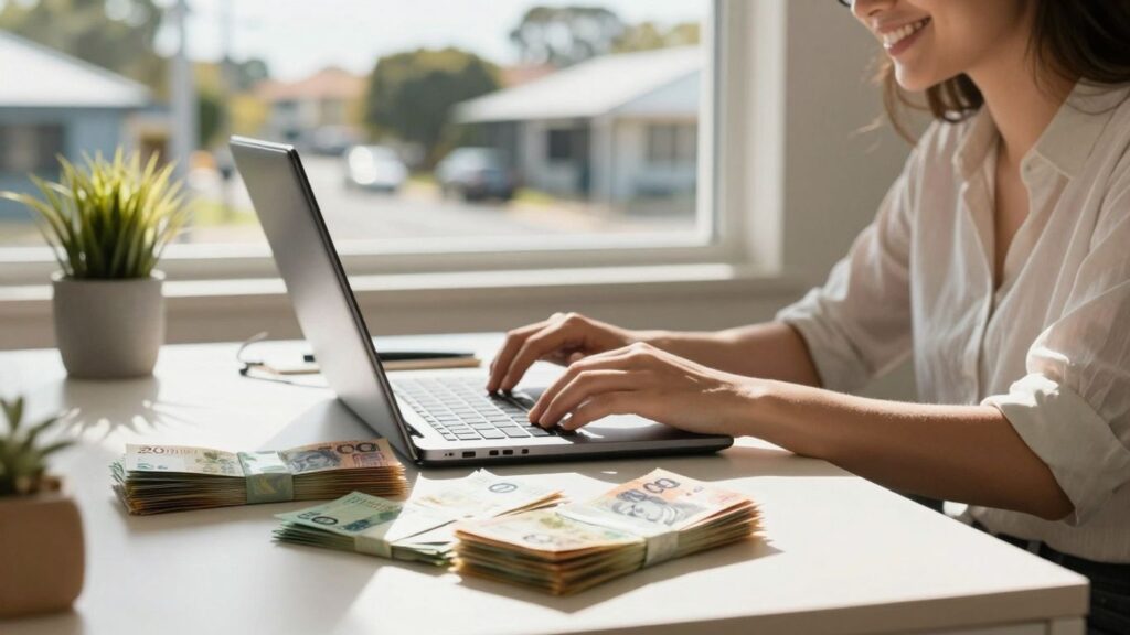 Person earning money from home in Australia.