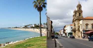 Perth beach versus UK city street comparison.