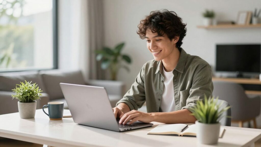Person working from home in Australia