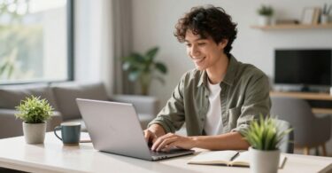 Person working from home in Australia