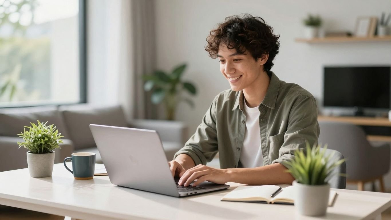 Person working from home in Australia