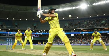 Australian women cricketers in action during a match.