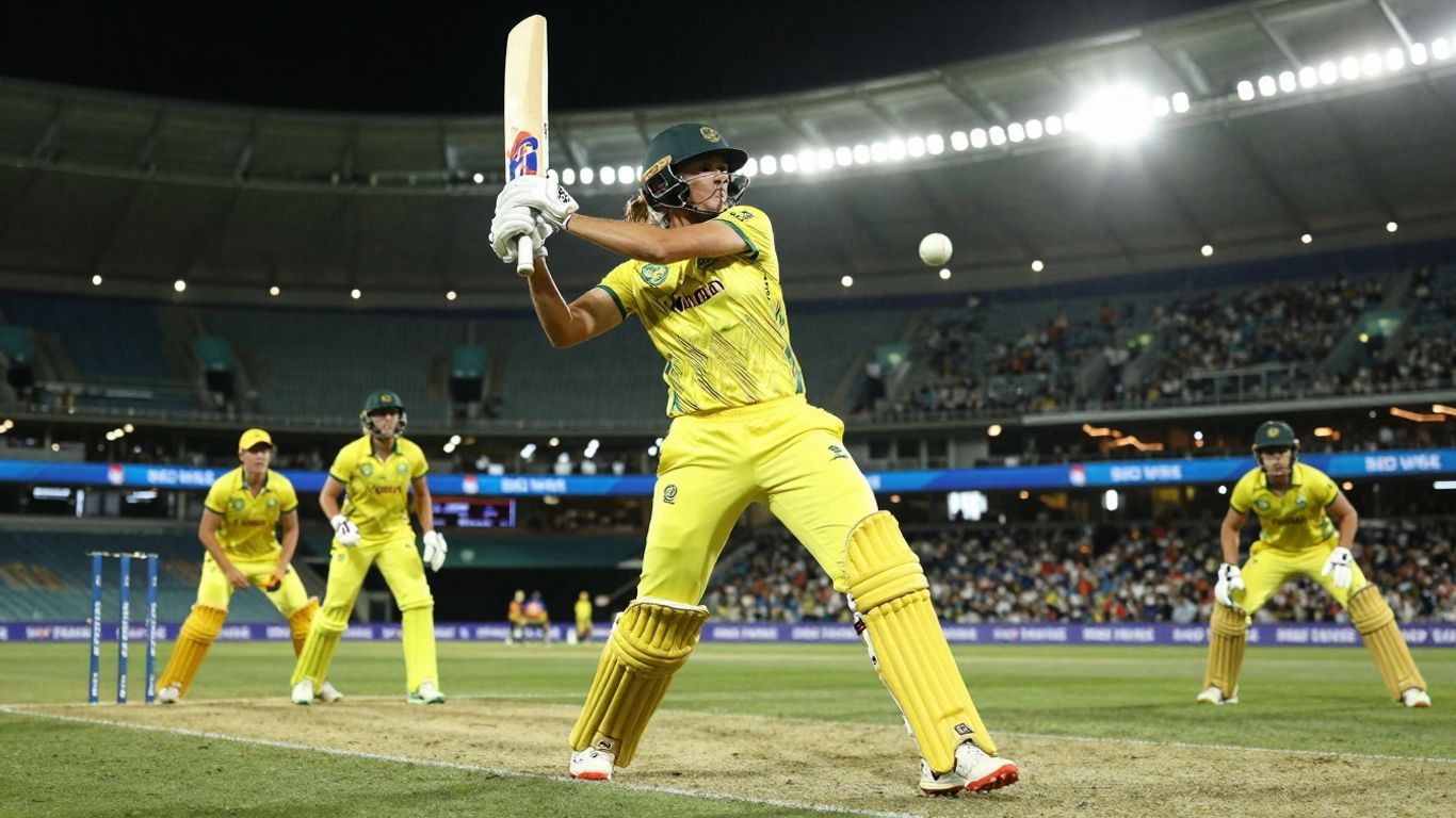 Australian women cricketers in action during a match.