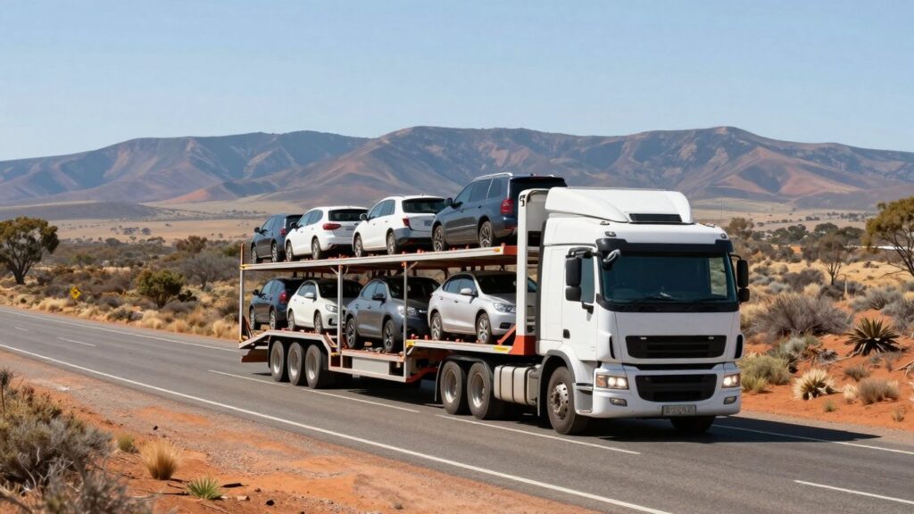 Car carrier truck on Australian highway
