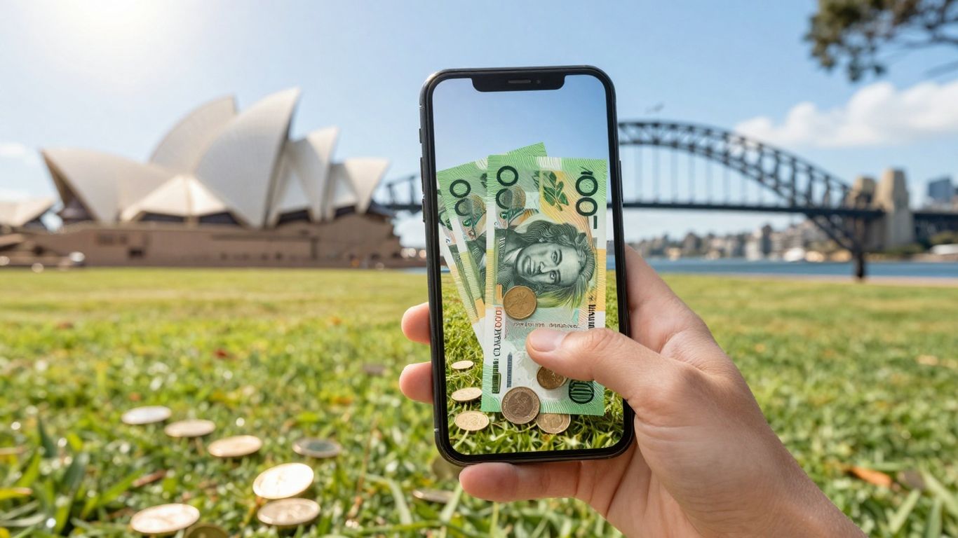 Australian surveys for money with cash and landmarks.