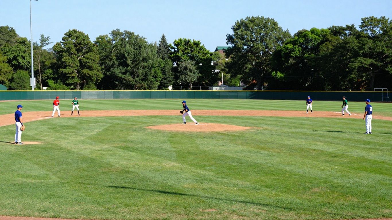 Baseball players on a sunny field at Surfers Paradise.